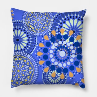 hippie motif blue Pillow