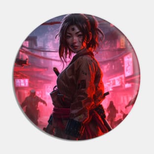 Cyberpunk Female Samurai Sakura Pin