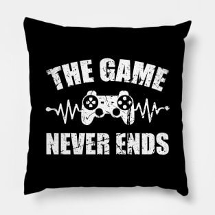 game never ends heartbeat controller gamer quote gaming Pillow