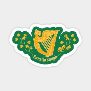 Ireland Forever - Erin Go Bragh Harp Shamrocks Magnet