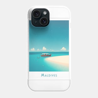 Serene Maldives Getaway - Vintage Retro Travel Poster Phone Case