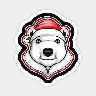 Polar Bear With Santas Hat For Christmas Magnet