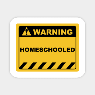 Human Warning Sign Label Homeschooled - Yellow and Black Magnet