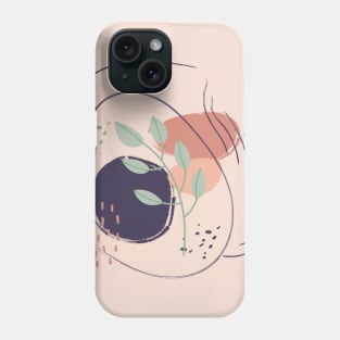 Abstract shapes lines and leaves digital design Phone Case