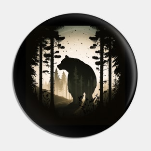 Forest with Bear Silhouette, Adventure Pin