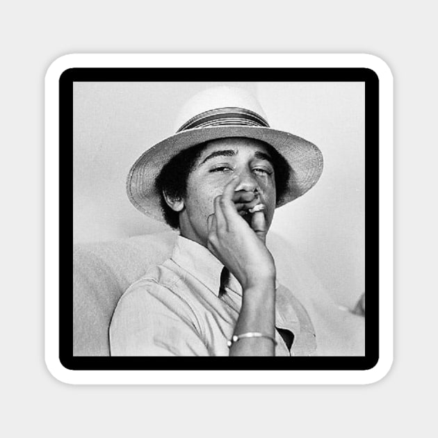 Young Obama Tshirt | College smoking Barack Obama Magnet by JimBobDesign