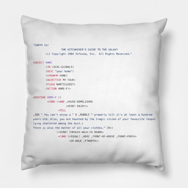 Hitchhikers Code To The Galaxy Pillow by Elvira Khan