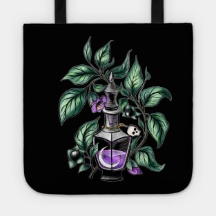 Deadly nightshade. Crescent in potion bottle Tote