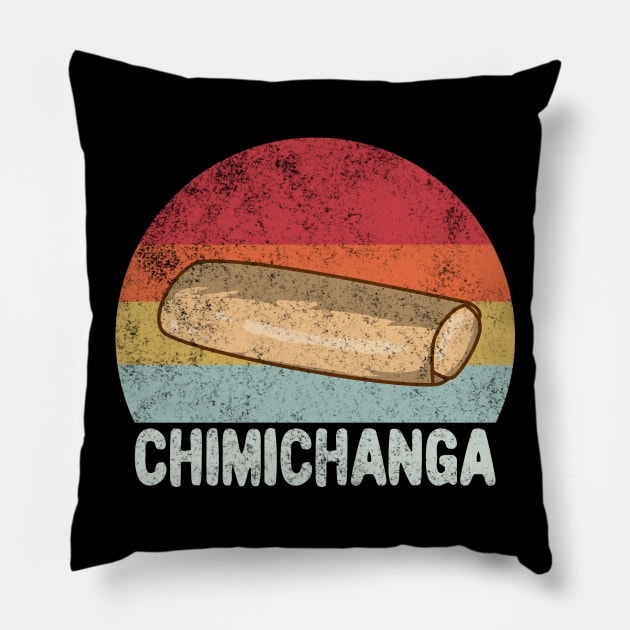 Retro Chimichanga Lovers Gift Pillow by KawaiinDoodle