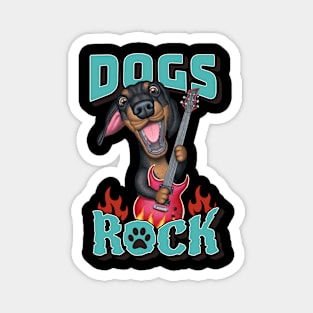 Cute Dogs Rock Dachshund doxie dog tee Magnet