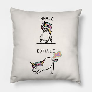 Inhale Exhale Unicorn Pillow