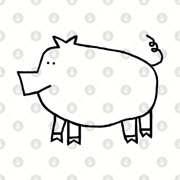 Pig Minimal Line Drawing by ellenhenryart