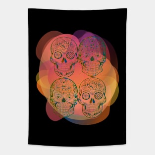 Colorful Day of the Dead Skulls Tapestry