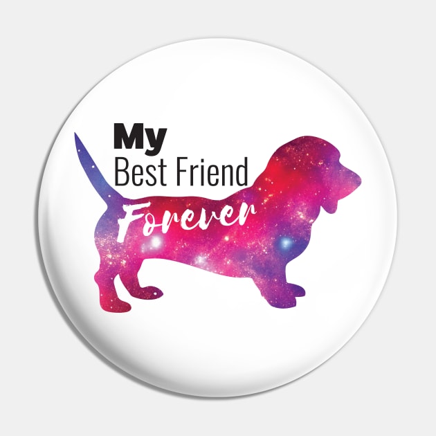 BFF: My Best Friend is a Basset Hound Dog Space Pin by spacedust