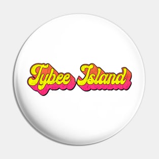 Tybee Island Georgia Laptop Bumper Typography 80's Distressed Pin