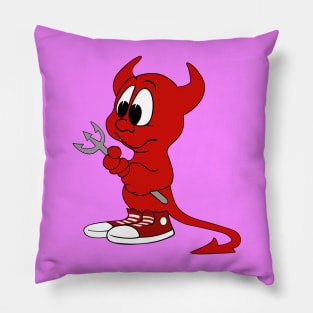 Cartoon Devil Holding Pitchfork Pillow