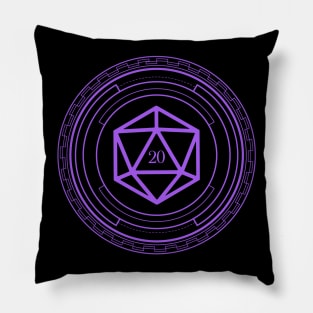 Minimalist Geometric Polyhedral D20 Dice Purple Tabletop Roleplaying RPG Gaming Addict Pillow