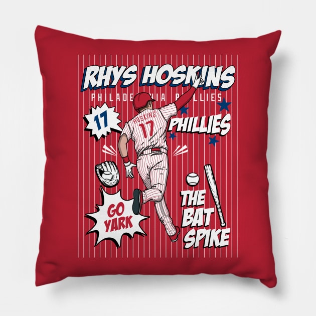 Rhys Hoskins Comic Style Art Pillow by Luna Illustration