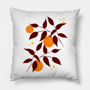 Persimmons and brown leaves Pillow
