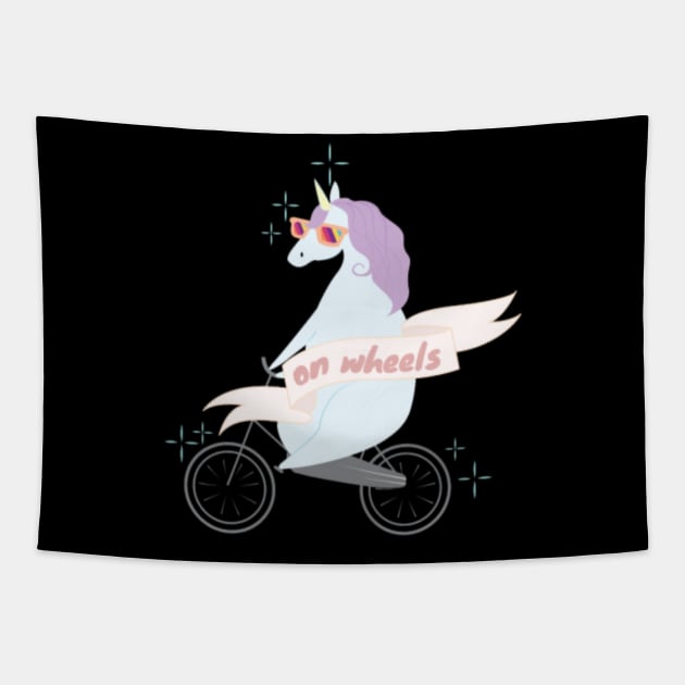 Fitness BICYCLE bike cycling unicorn Tapestry by Xizin Gao