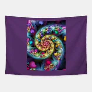 Colorful fractal heart spiral image Tapestry