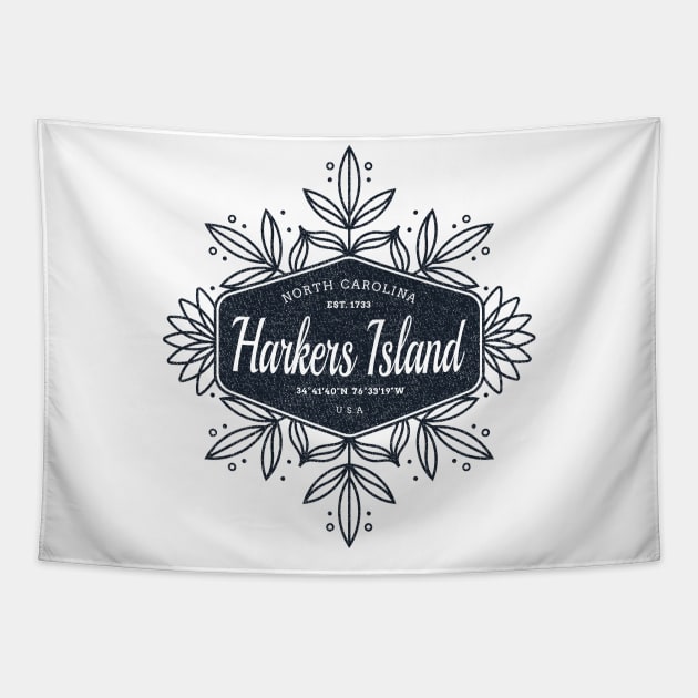 Harkers Island, NC Summertime Floral Badge Tapestry by Contentarama