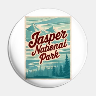 Retro Poster of Jasper National Park Pin