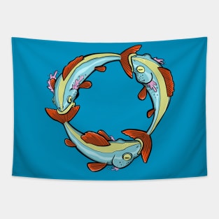 Three fishes in circle Tapestry