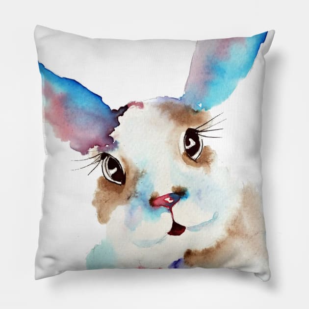 Blue Buns Pillow by smartartdesigns