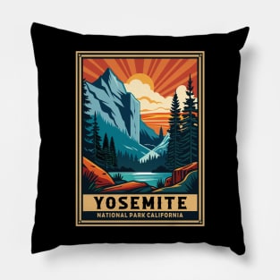 Retro Yosemite National Park Pillow