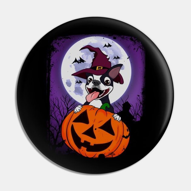 Halloween Dog Witch Pumpkin Pin by E