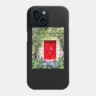 Rustic Red Door in the Woods Surrounded by Flowers Phone Case