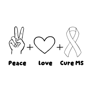 Multiple Sclerosis Awareness Peace Love Cure MS Warrior Prem T-Shirt