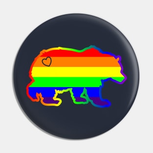 Gay Fathers And Mothers Day LGBTQ Rainbow Bear Heart Pin