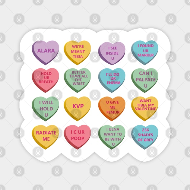 Funny Xray Valentines Candy Hearts WT Background Magnet by Humerushumor