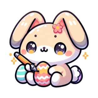 Cute easterbunny painting eggs, kawaii style T-Shirt