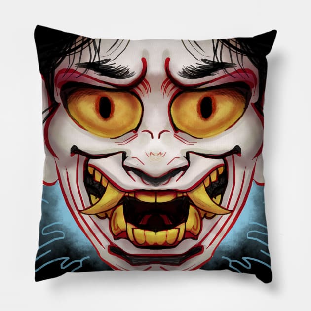 Hannya mask Pillow by Angsty-angst