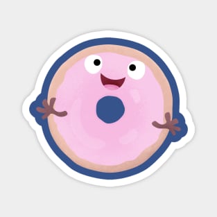 Cute happy pink glazed donut cartoon Magnet