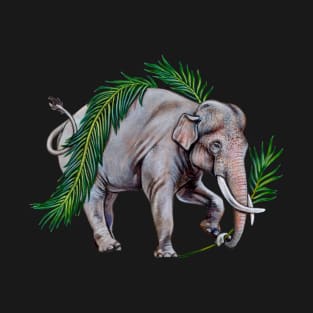 Asian Elephant with Palm Fronds T-Shirt