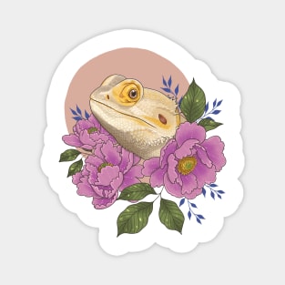 Bearded Dragon with Peonies Magnet