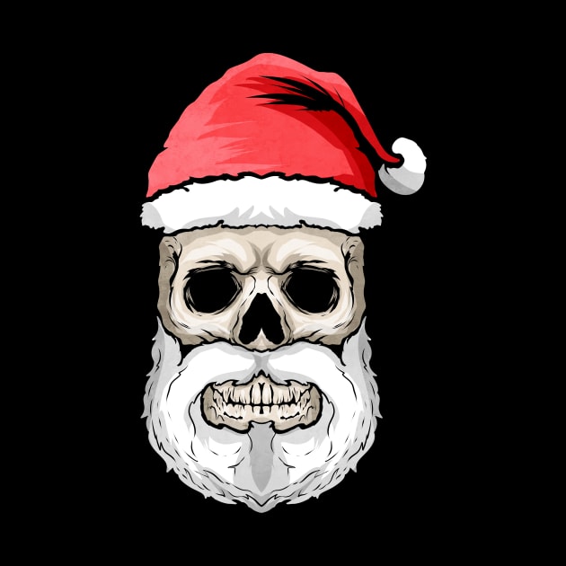 Skull Santa Hat And Beard Christmas Halloween Hallowxmas by SinBle