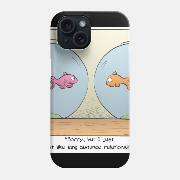 Long Distance Fish Relationship Phone Case by cartoonistnate