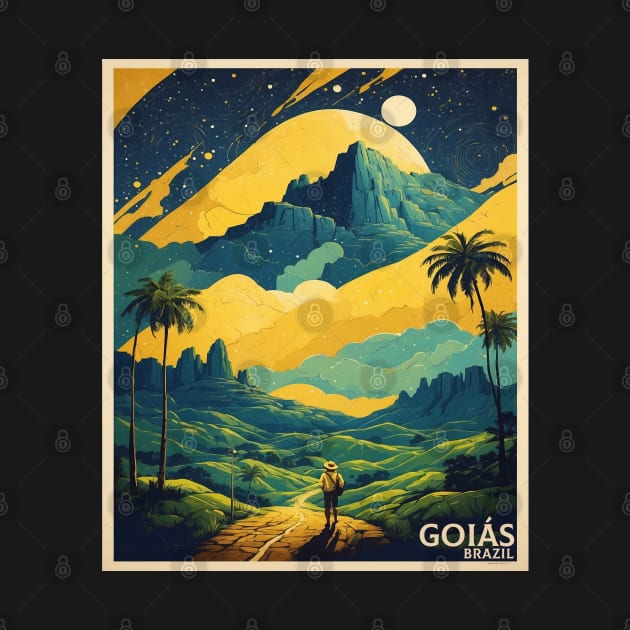 Goias Brazil Starry Night Vintage Tourism Travel Poster by TravelersGems