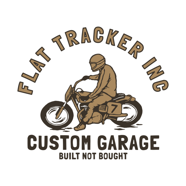 Vintage Flat Tracker Motorcycle T-Shirt by LukmannHak