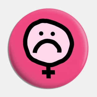 Female Pink Unhappy Smiley Face Pin