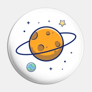 Planet Saturn cartoon Pin