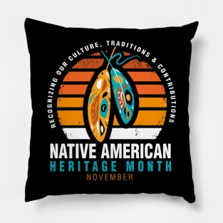 Native American Heritage Month logo design Pillow