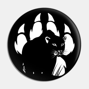 Black Panther silhouette and paw illustration Pin