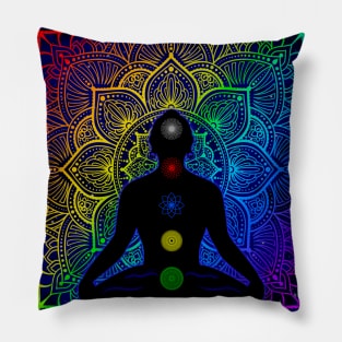 Tibetan Chakras, galaxy mandala Pillow