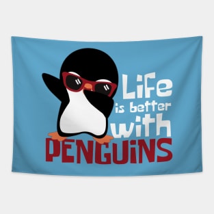 Life Is Better With Penguins Funny Tapestry